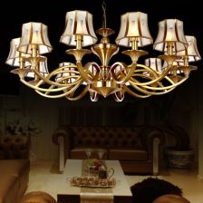 欧式全铜吊灯客厅餐厅书房美式复古创意卧室灯简约大气灯具灯饰